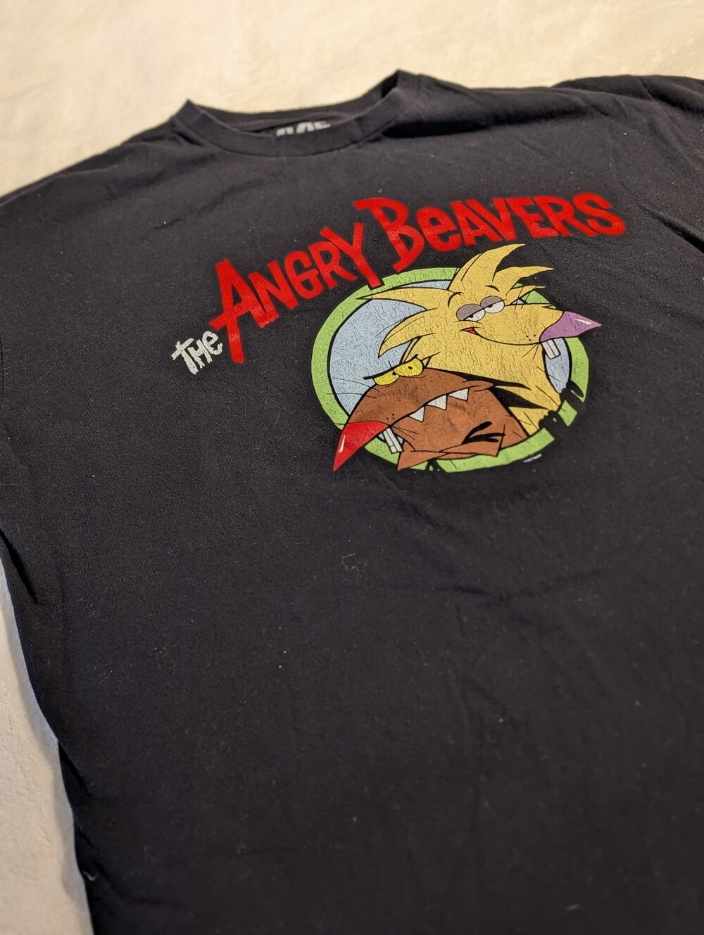 The Angry Beavers Graphic Tee - Black with Red & Multi Color Print Xxl